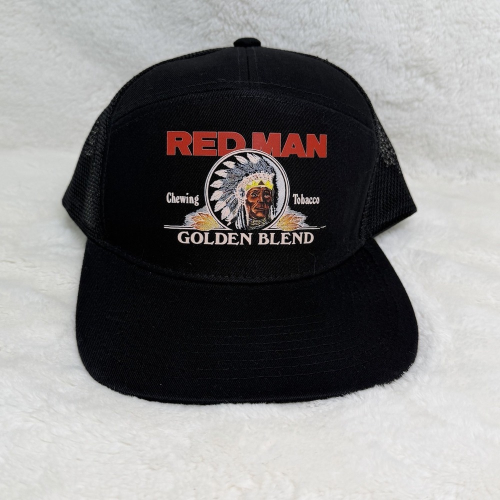 Vintage Red Man Chewing Tobacco Big Patch Mesh Snapback Trucker Hat Made in USA